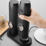 Electric salt and pepper mill set with charging station
