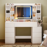 Luxury Vanity Table with LED Mirror & Hidden Storage