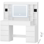 Luxury Vanity Table with LED Mirror & Hidden Storage