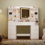 Luxury Vanity Table with LED Mirror & Hidden Storage