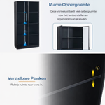 LED Display Cabinet Modern Black Cabinet with App-Controlled Lighting