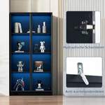 LED Display Cabinet Modern Black Cabinet with App-Controlled Lighting