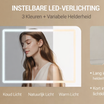 Luxuriöser L-förmiger Schminktisch mit LED-Spiegel und Stauraum