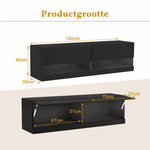 TV-Möbel mit LED-Beleuchtung – 7 Farben – Schwarz – 140 cm