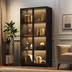 LED Display Cabinet Modern Black Cabinet with App-Controlled Lighting