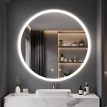 Round LED Bathroom Mirror – Black | Minimalist & Illuminated