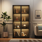 LED Display Cabinet Modern Black Cabinet with App-Controlled Lighting